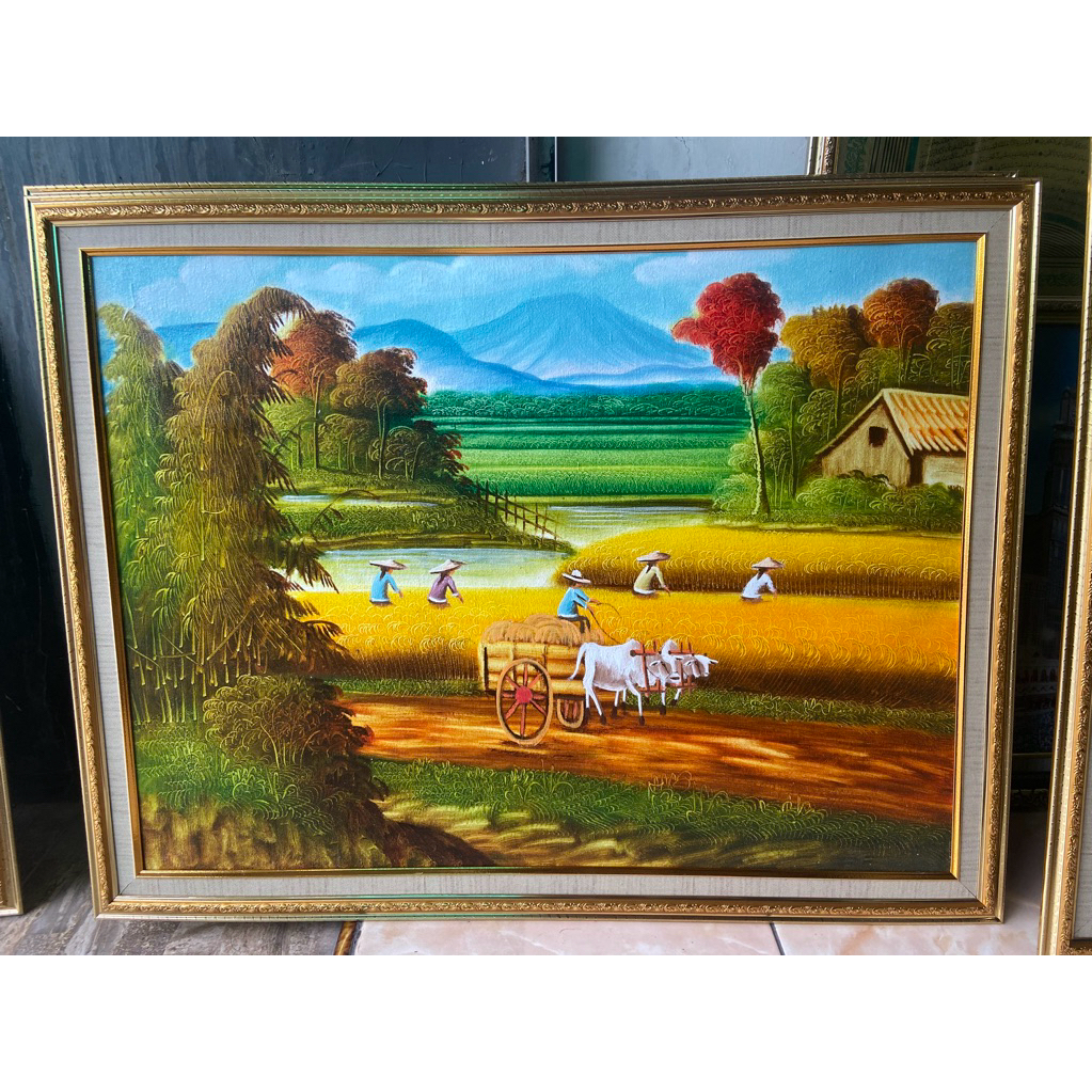 lukisan pemandangan sawah