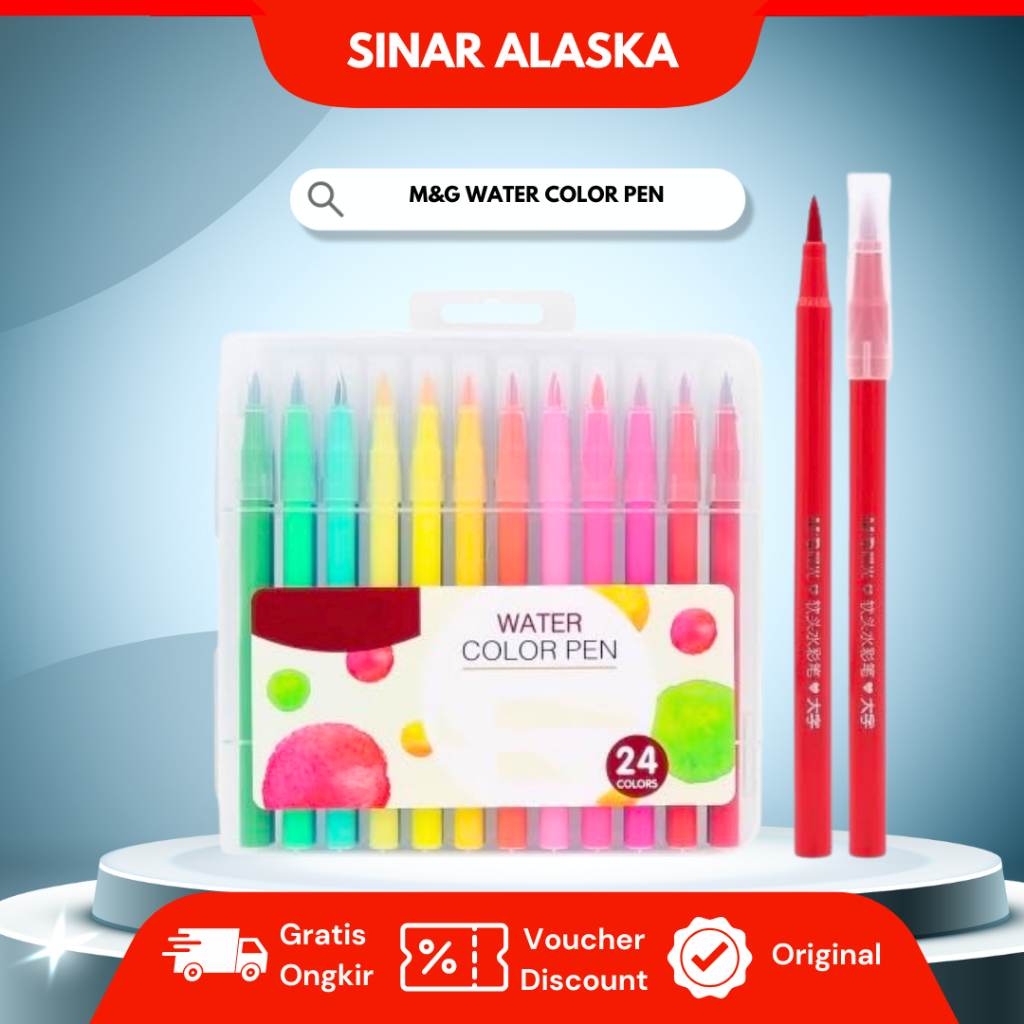 

M&G Water Colour Brush Pen / Spidol Warna Bisa di Bersihkan 12,18,24,48 Set