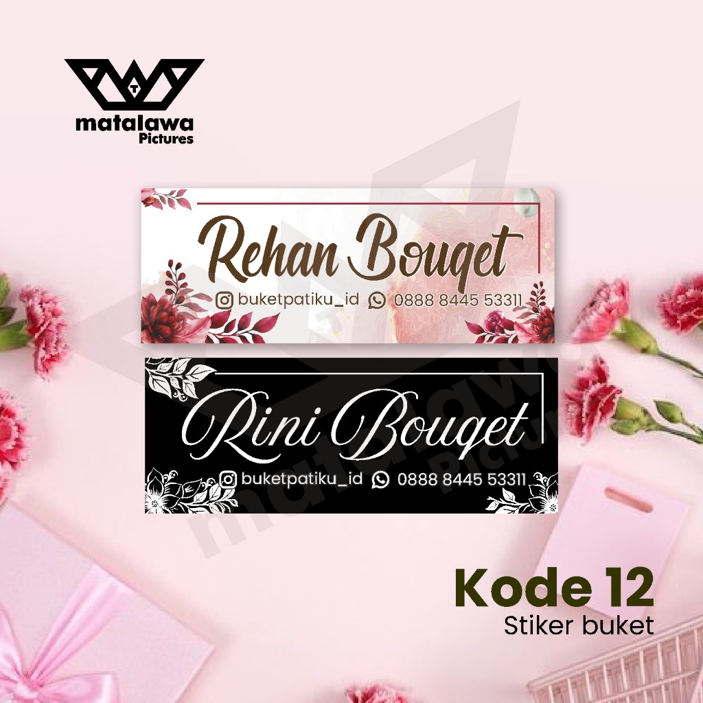 

COD Stiker Buket Bunga Bouquet Flower Label Sticker Buqet Bucket Murah Costum desain 12