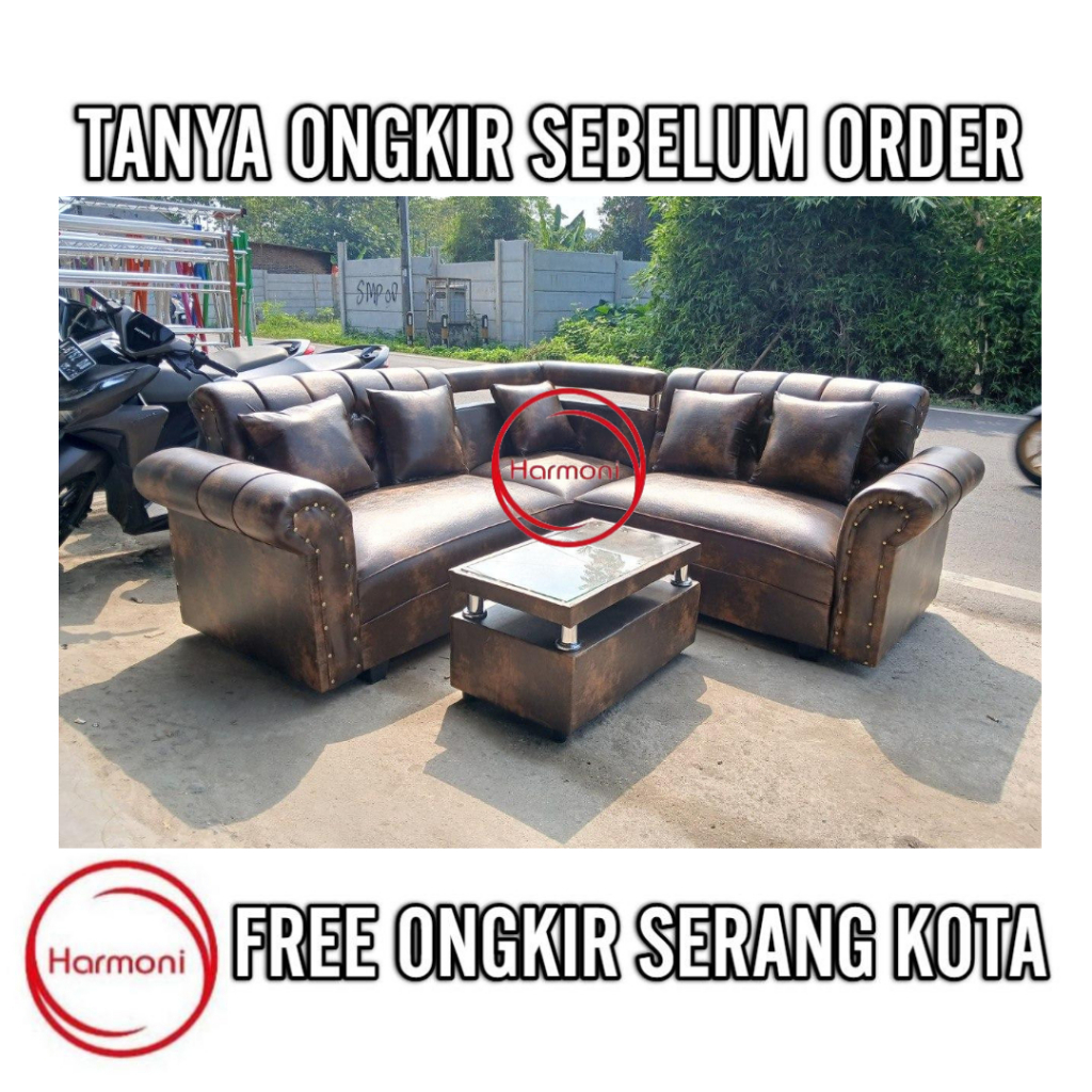 SOFA RINJANI L SUDUT BANTAL DAN MEJA KACA GRATIS PENGIRIMAN SERANG KOTA
