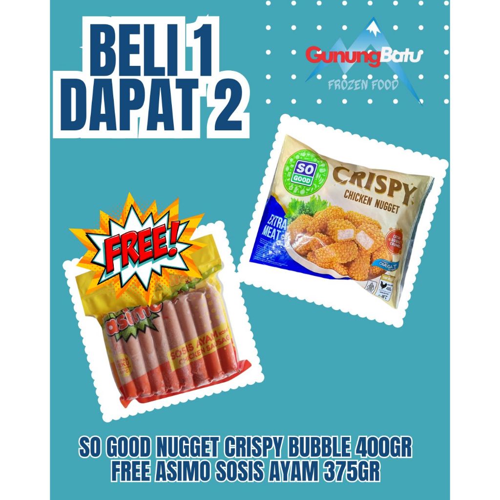 

SO GOOD CRISPY CHICKEN NUGGET 400GR/ BELI 2 DAPAT HADIAH SET TEMPAT MAKAN MICKEY
