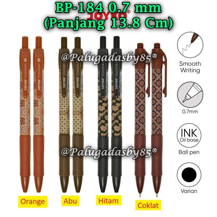 

(1 Biji) Bolpen JOYKO BP-184 Culture 0.7 mm Hitam / Ball Pen Pulpen Pena Joyko BP-184 (1 Biji)
