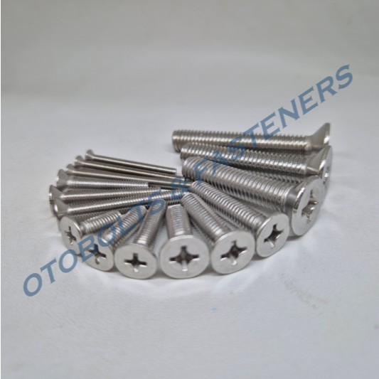 SUS304 Baut JF M6 x 15 STAINLESS Steel KEPALA RATA / Baut JF STAINLESS Obeng Plus / Baut STAINLESS K