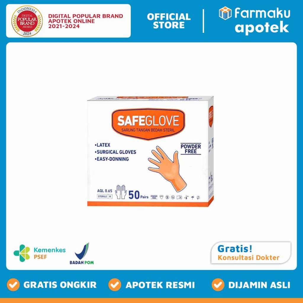 Safeglove Sarung Tangan Steril Surgical Powder Free Size 7.5 1 Pcs
   - ASB