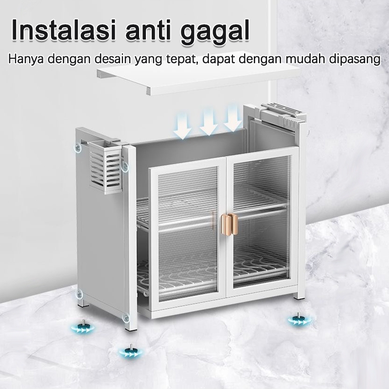 D3W Rak Piring Tertutup Rak Cuci Piring Stainless Pengering Piring Stenlis