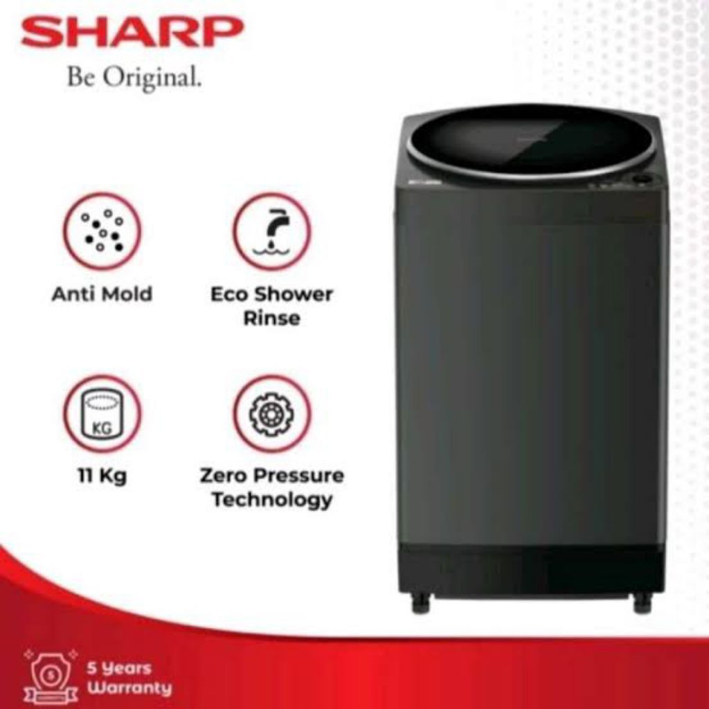 mesin cuci 1 tabung sharp 11kg esm 1109 t garansi resmi garansi resmi