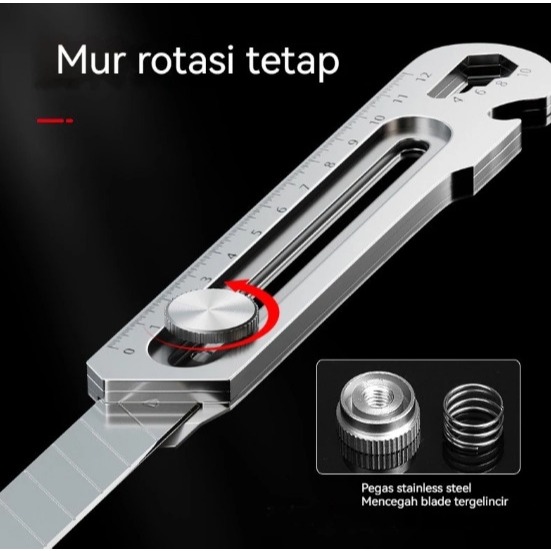 

Cutter Pisau Cutter Besi Stainless Besar Pisau Set Cutter Pisau Pemotong Kertas 9 IN 1 - chandasuperstore