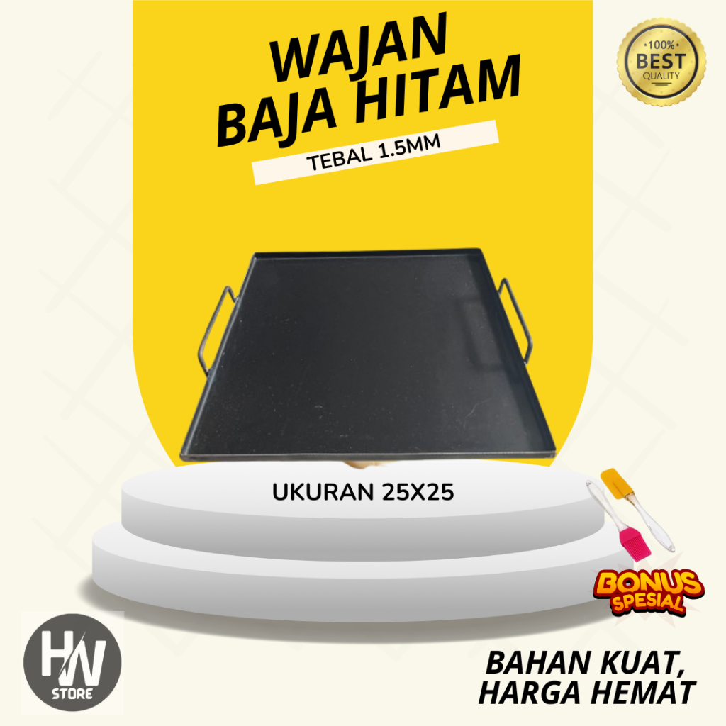 [BAJA 1.5MM] 25x25CM TERMURAH WAJAN DATAR ANTI LENGKET / WAJAN BAKARAN GRILL / WAJAN CAMPING / WAJAN