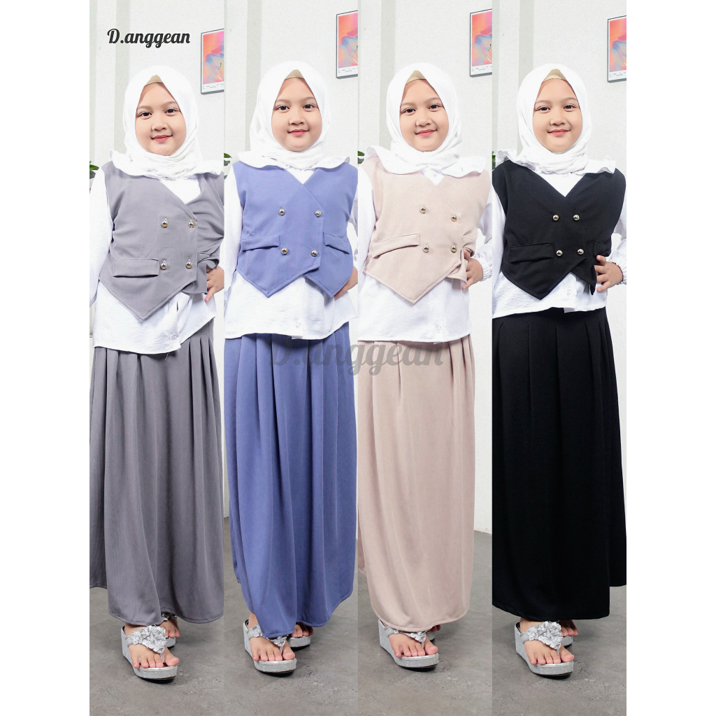 ONE SET ROK ROMPI ANAK PEREMPUAN KOREA STYLE TERBARU 3-12 TAHUN