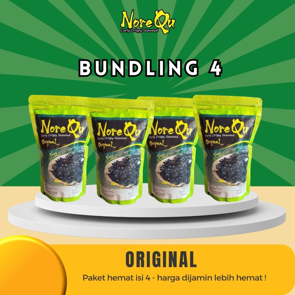 

Paket 4pcs-NoreQu crispy seaweed - (nori)rumput laut korea-gurih wijen