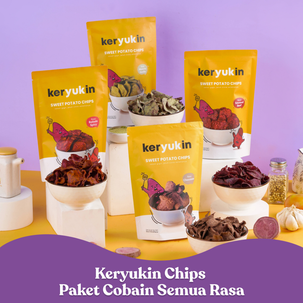 

Hemat Banget Keryukin chips Paket Cobain Semua Rasa Keripik Ubi Ungu Beef 65 g Cemilan Keluarga