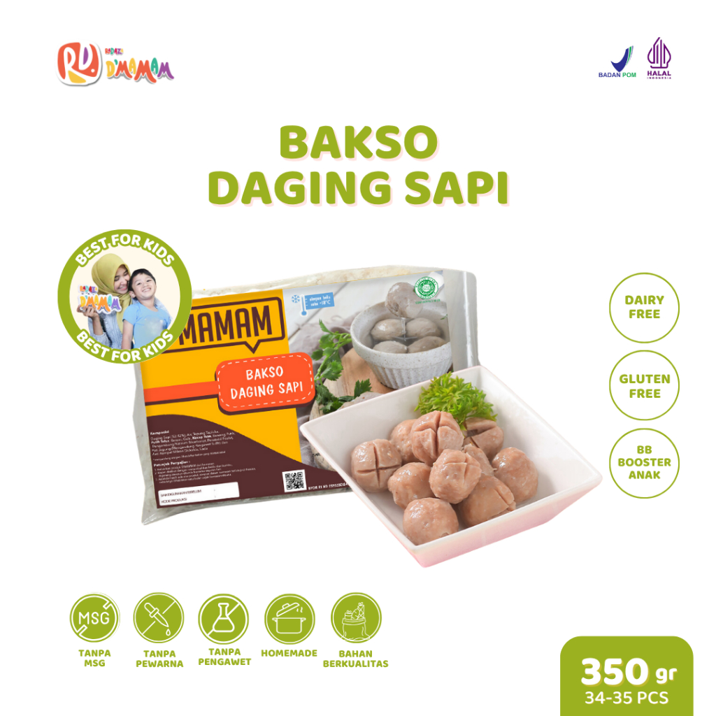 

D'MAMAM SBY Bakso Daging Sapi 350g Anak MPASI Homemade Frozen BPOM & HALAL Dairy & Gluten Free