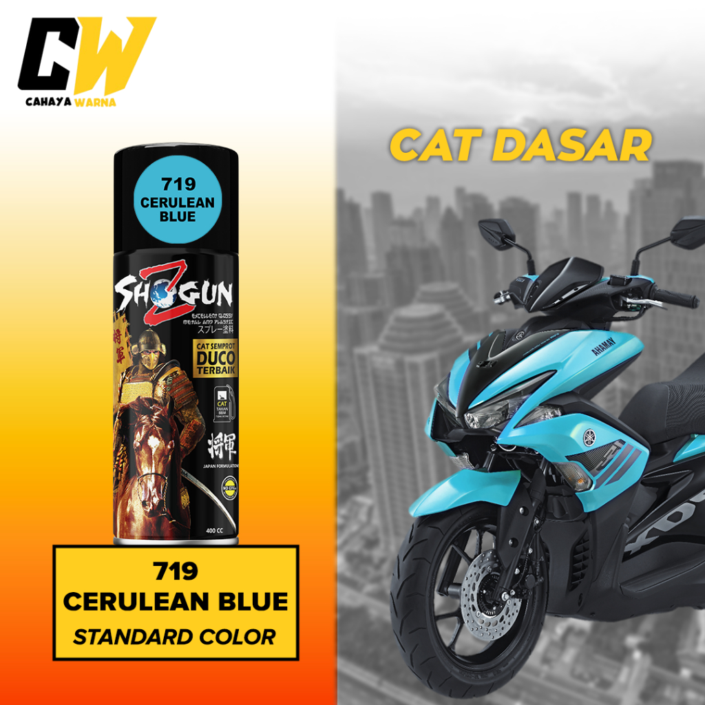 Cat Semprot Biru Langit Glossy Solid | Shogun Z Duco Cerulean Blue 719 Cat Duco Tahan Bensin - Cat U