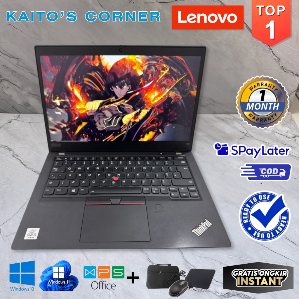 [Bekas] Laptop Lenovo ThinkPad/Yoga X13 Gen 1 i5 Gen 10 - 13.3" Slim Mulus Ringan