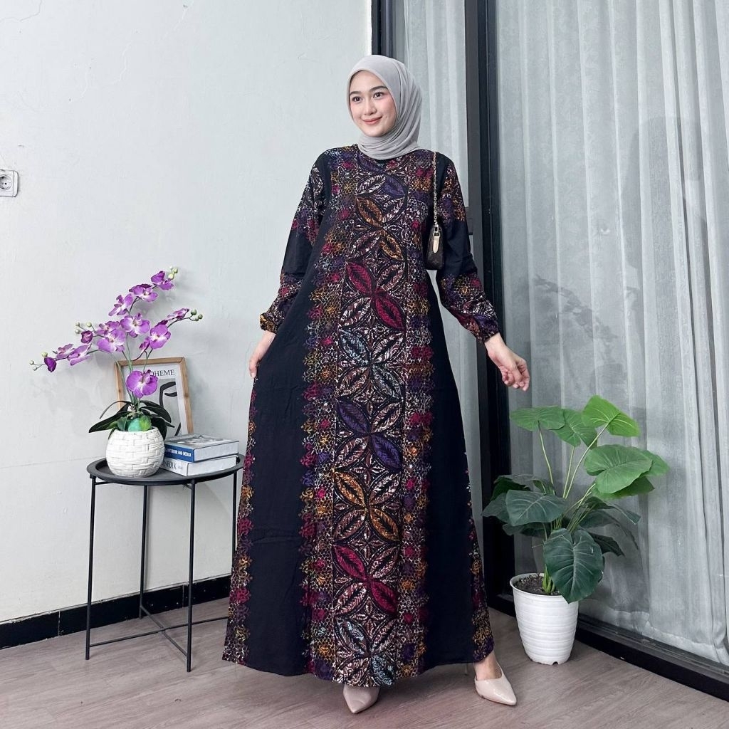 GAMIS BATIK BABARPINDO KLOK GAMIS BATIK HITAM GAMIS RAYON ABAYA BABAR PINDO ABAYA BATIK MULTICOLOR G