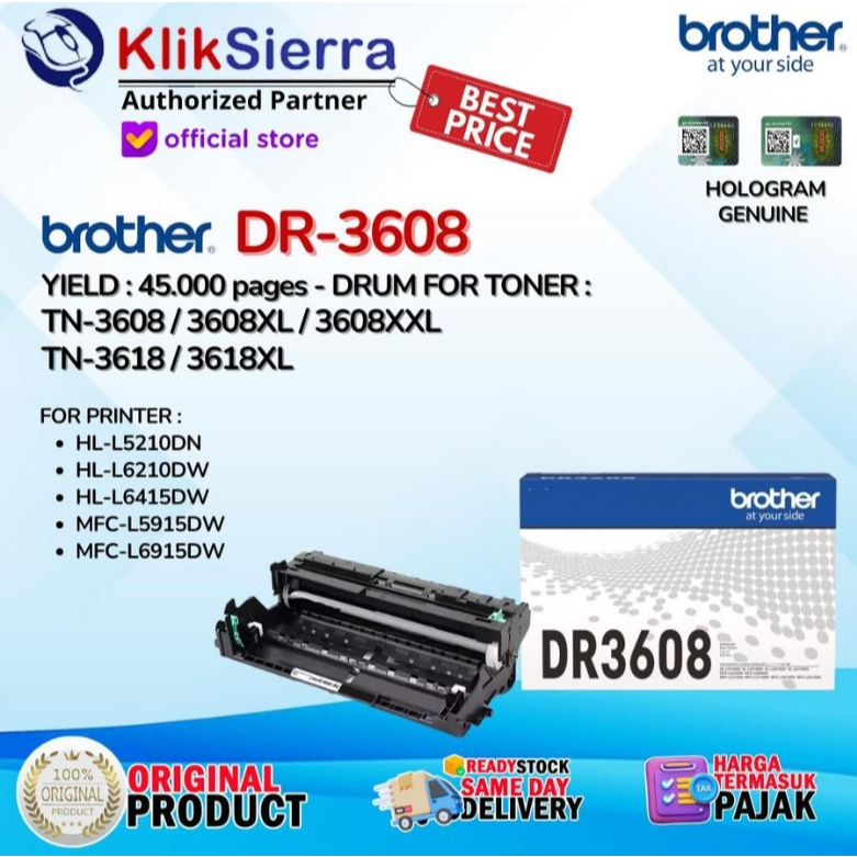BROTHER DRUM DR-3608 DR3608 & TONER TN3608 TN-3608 TN-3608XL  TN-3608XXL For Printer HL-L5210DN L621