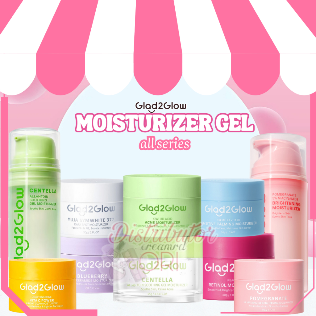 Glad2Glow Moisturizer Gel Blueberry / centella / pomegranate / yuzu / symwhite / kiwi / vita c / pea