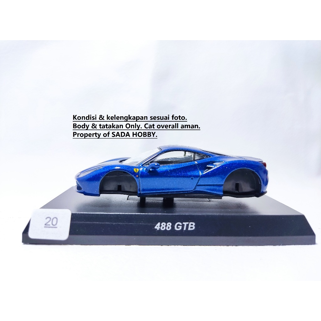 Kyosho 1/64 Ferrari 488 GTB Biru Body & Tatakan Only Minus Kursi