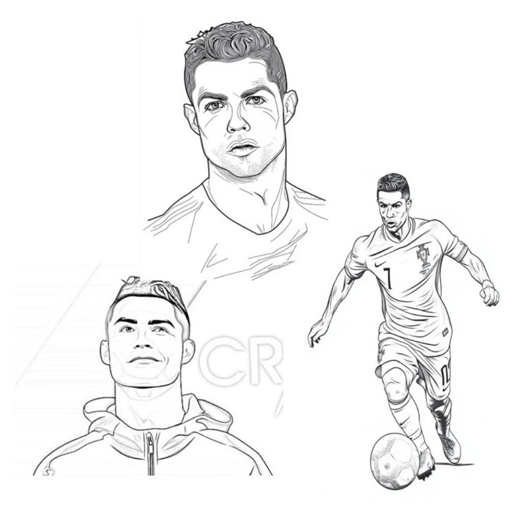 

30 sketsa mewarnai gambar ronaldo CR 7