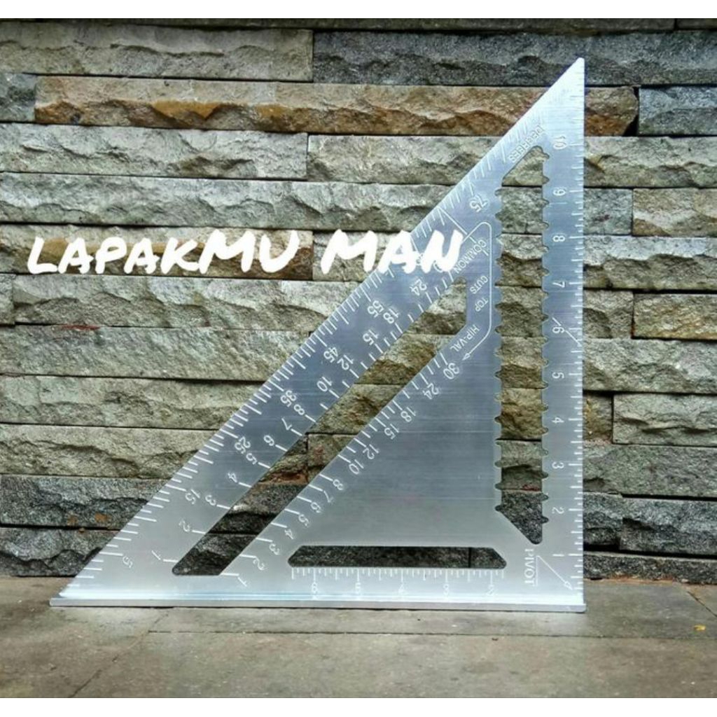 Penggaris Siku segitiga alumunium / siku tukang /siku sudut / siku