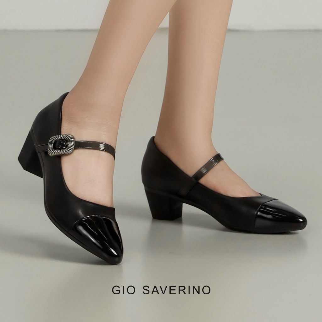 Gio Saverino Sepatu Pantofel Wanita Hitam Sepatu Kerja Wanita Mewah Orchid