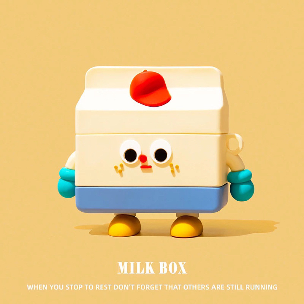 [Awksome] Airpods Case Gen 1/2, 3, PRO / Silicone Bumper - Milky Carton
