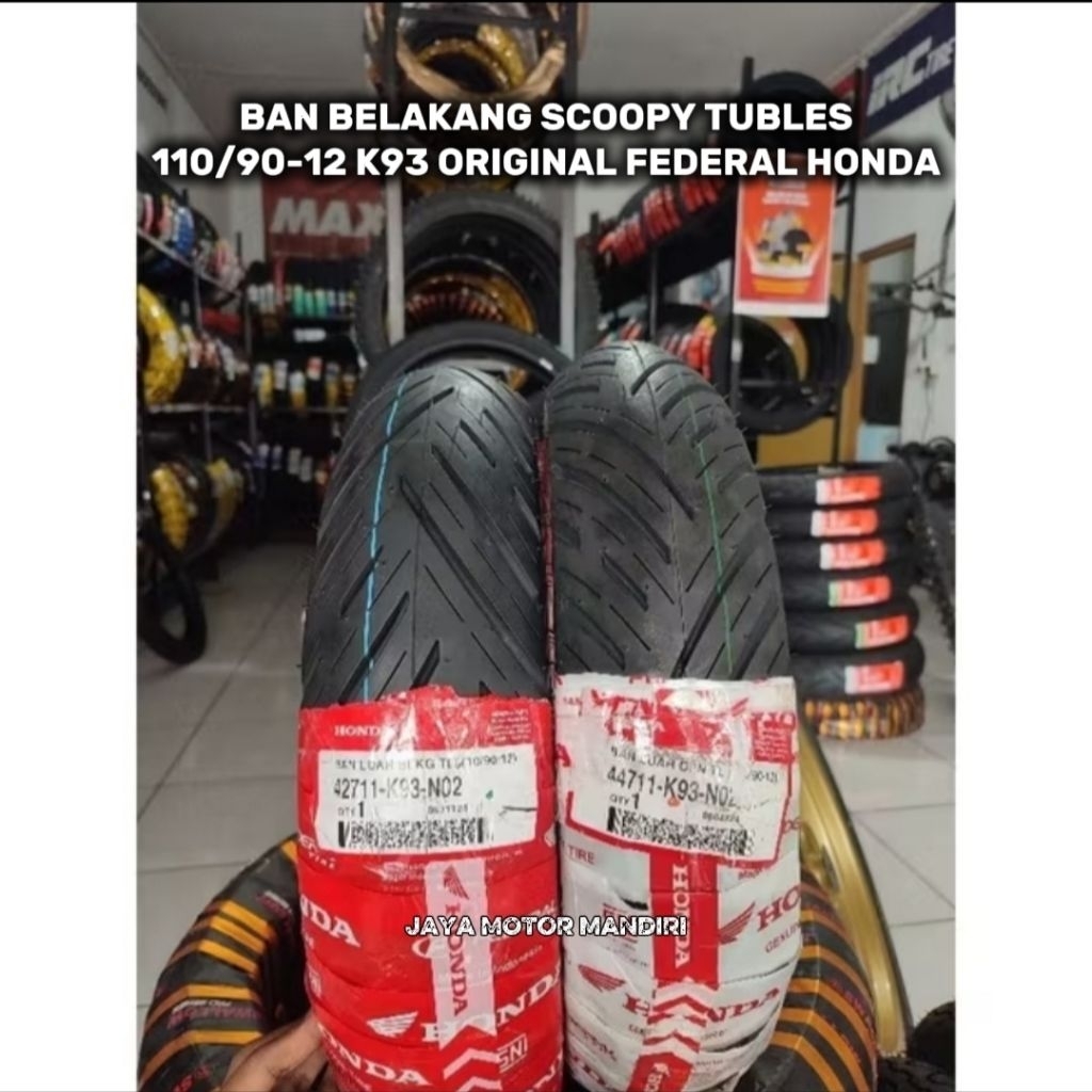 BAN BELAKANG SCOOPY TUBLES 110/90-12 K93 ORIGINAL FEDERAL HONDA