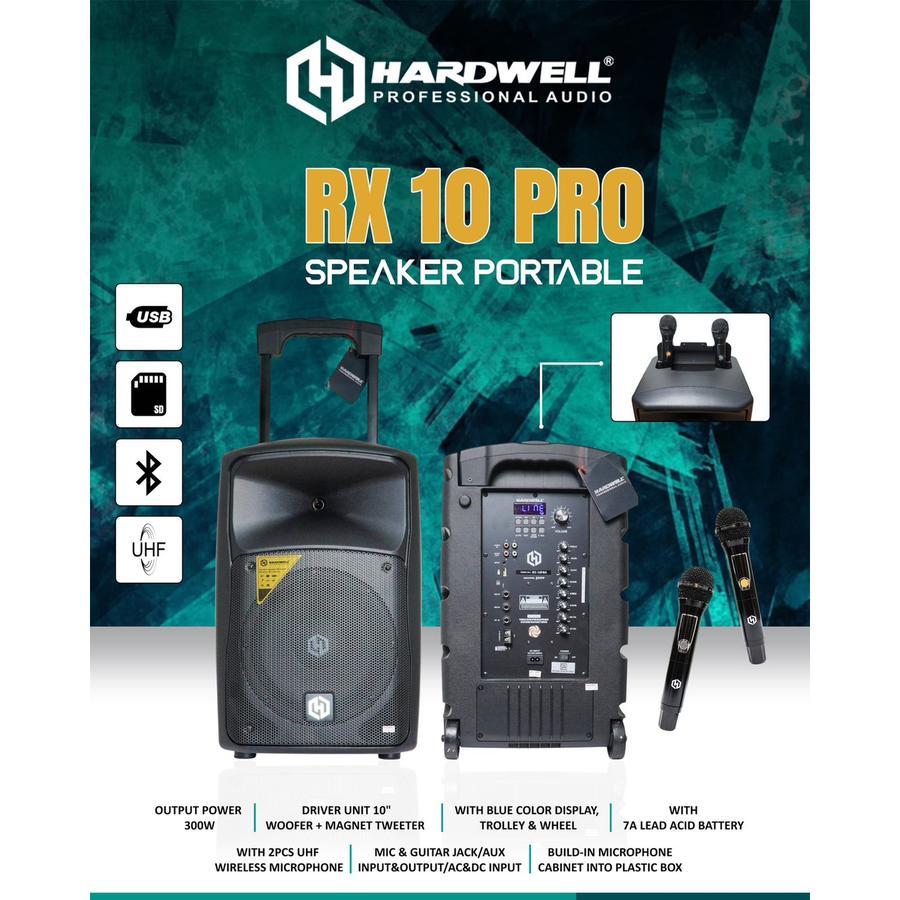Speaker Aktif 300 watt Portable 10 Inch HARDWELL RX 10 PRO Wireless ORIGINAL