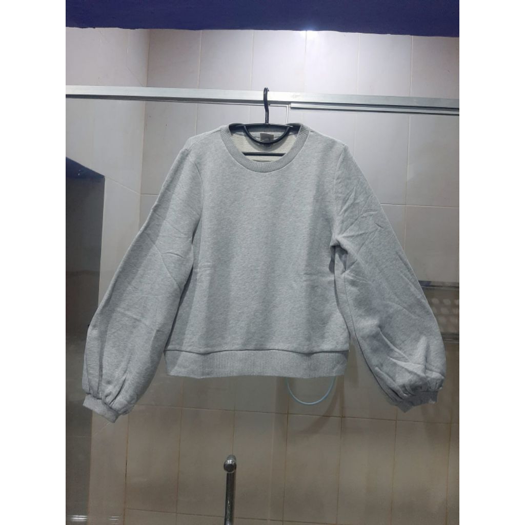 ( A NEW DAY ) CREWNECK LADIES LENGAN BALON/LONG SLEEVE NEW EDITION GREY 100% ORIGINAL