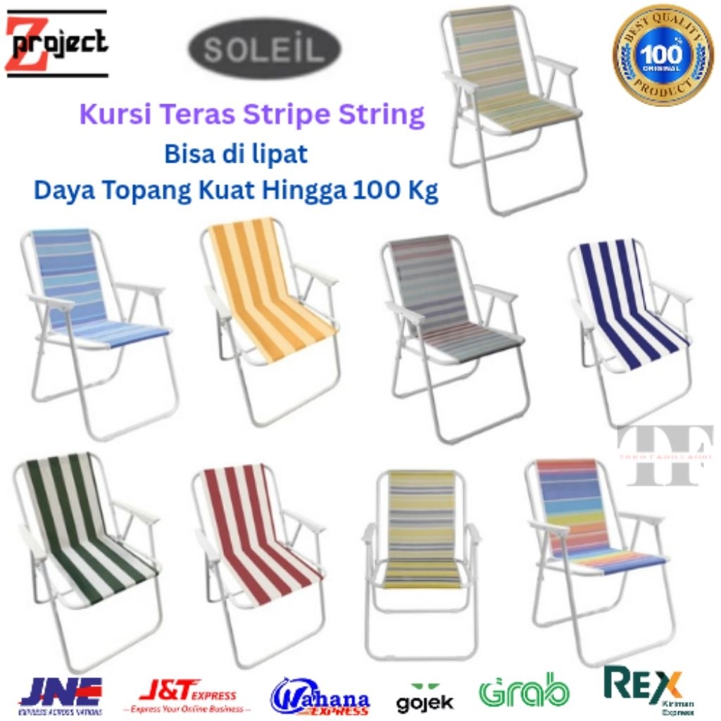 SOLEIL Kursi Teras Stripe Spring / Kursi Lipat / Kursi Pantai / Kursi Santai / Kursi Lipat Soleil