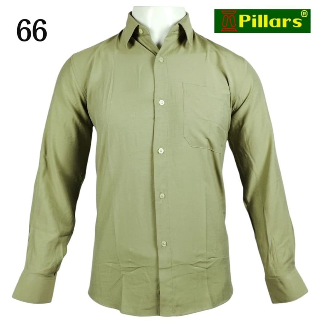 Kemeja Laki-Laki Polos Lengan Panjang Bahan Viscose Adem warna Sage Polos