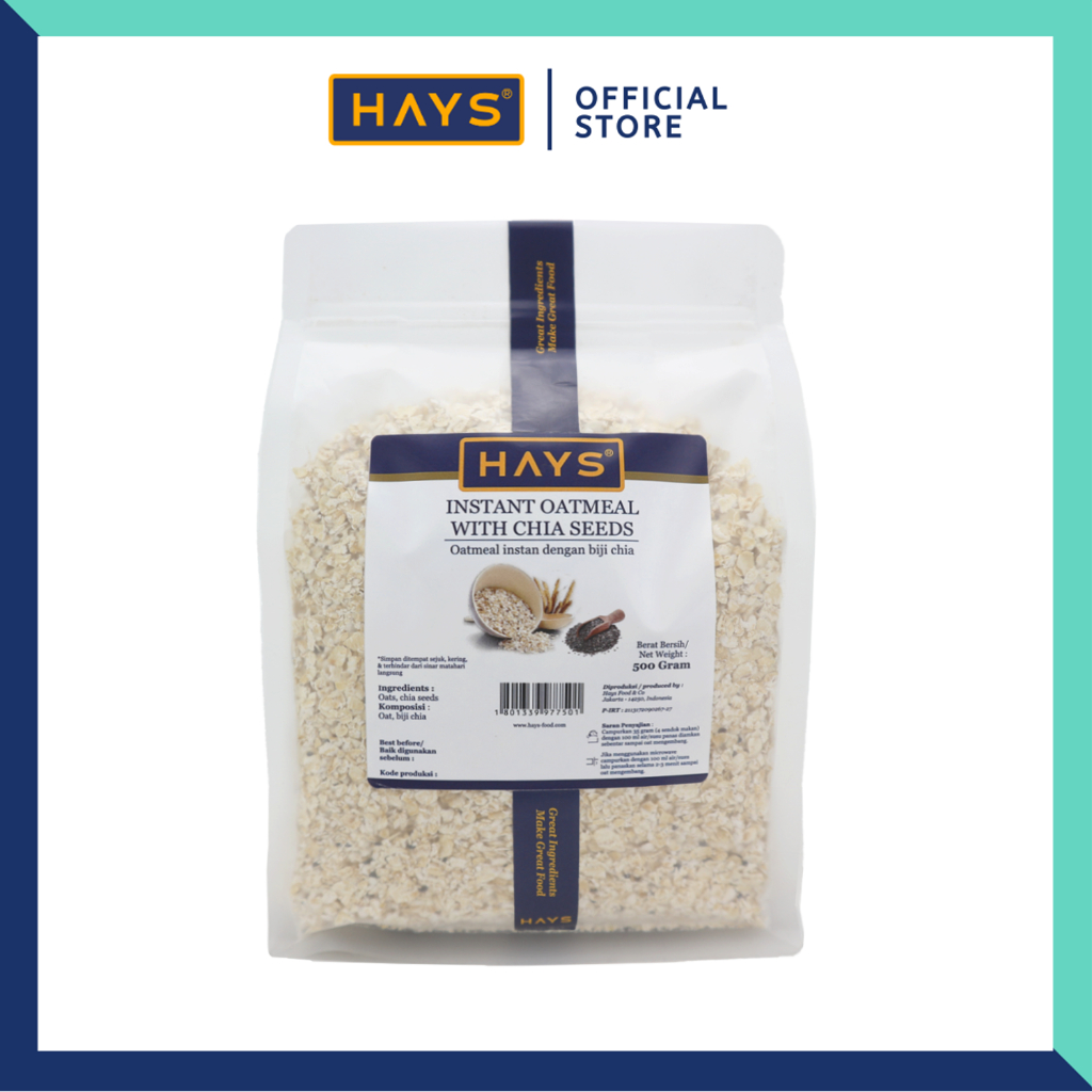 

Hays Instan Oatmeal Dengan Chia Seed 500 gram / Instant Oatmeal With Chia Seeds