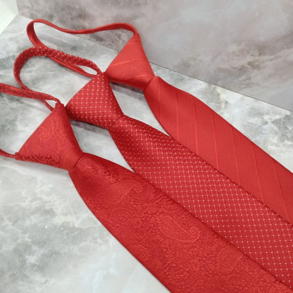 Dasi merah maron polos pria dasi kantor pria siap pakai 3 inch