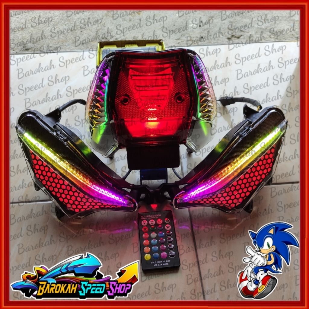 Lampu Lazy Supra X 125 R Batman - Depan dan Belakang Full Custom RGB Remot dan Smartled Android Blue