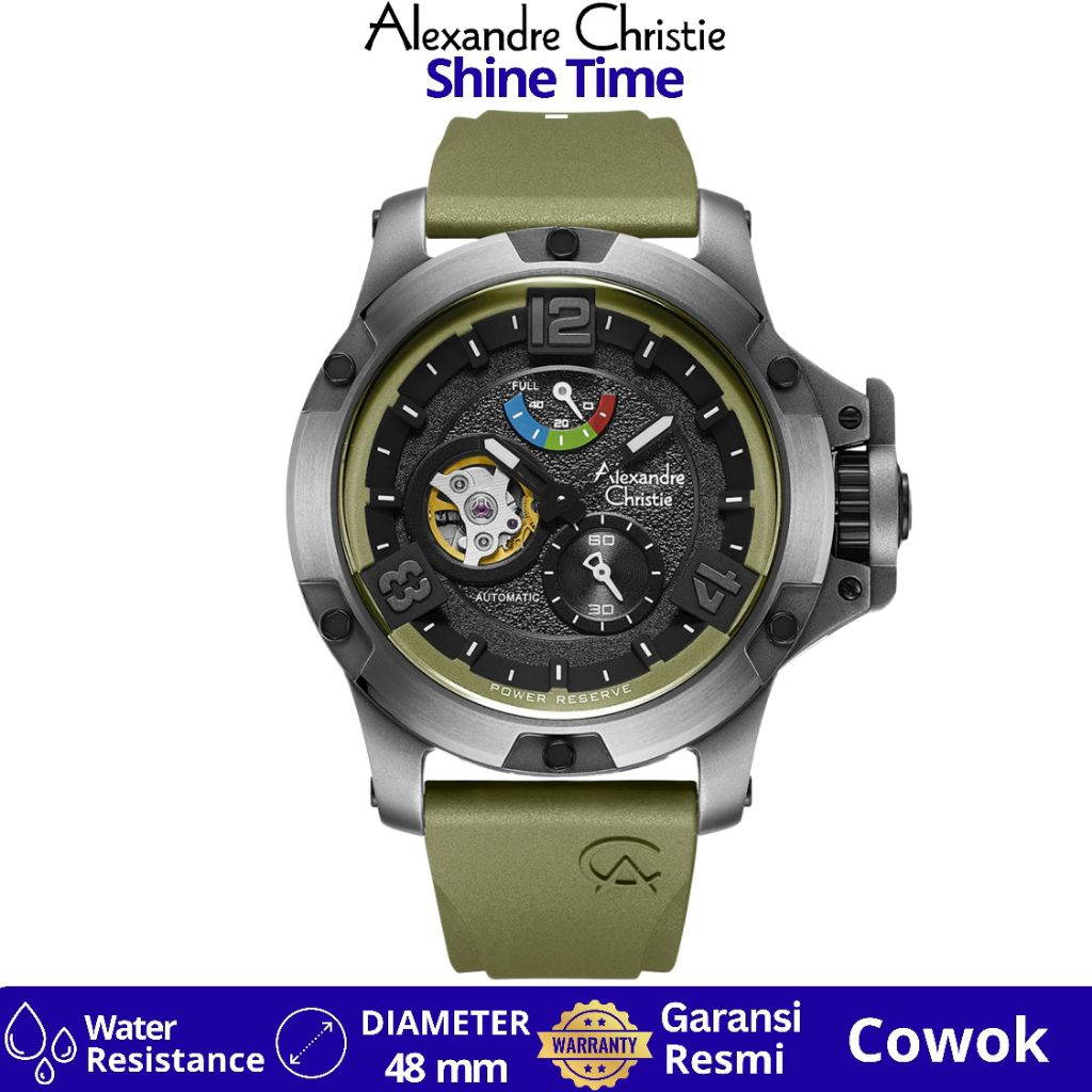Jam Tangan Pria Alexandre Christie AC 6295 GREEN TITANIUM AUTOMATIC