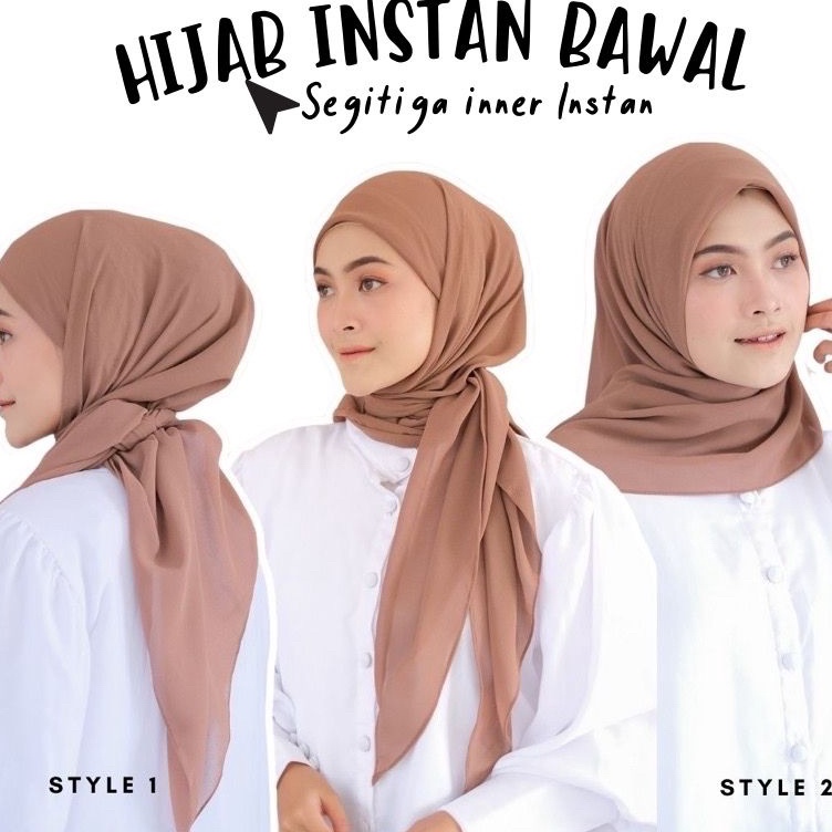 Hijab Segitiga Instan Bawal 1 layer plus inner Segi3 Segi instan innerCeruty baby doll