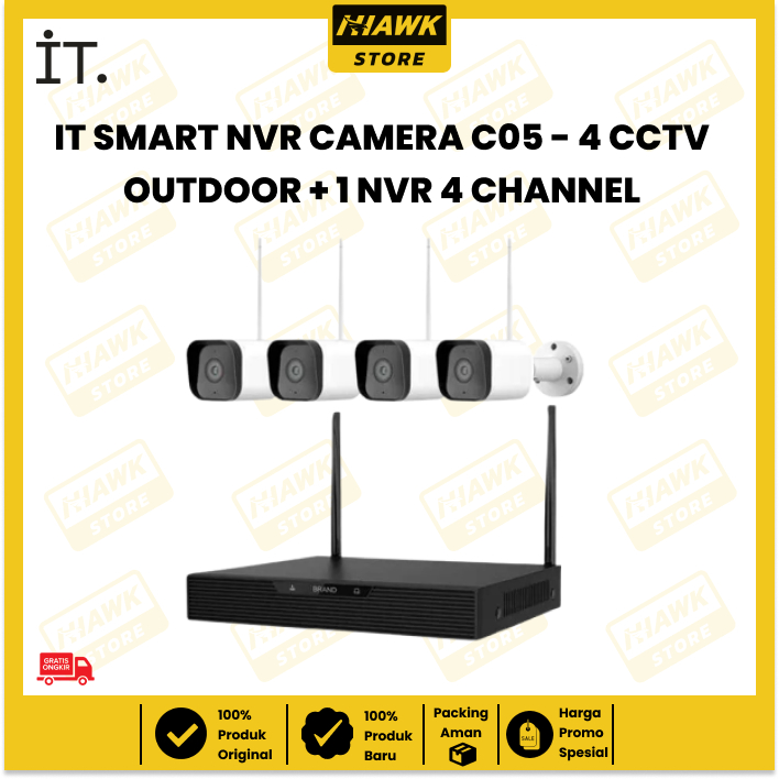 IT. Smart NVR Camera C05 - 4 CCTV Outdoor + 1 Nvr
