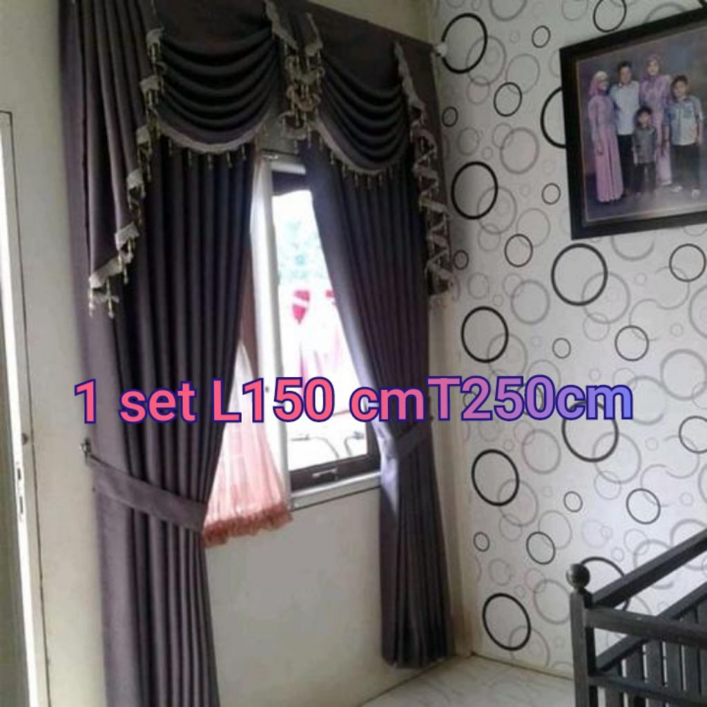 Tirai Poni Gorden 1Set Gelumbang Mewah Hordeng Blackaot poni