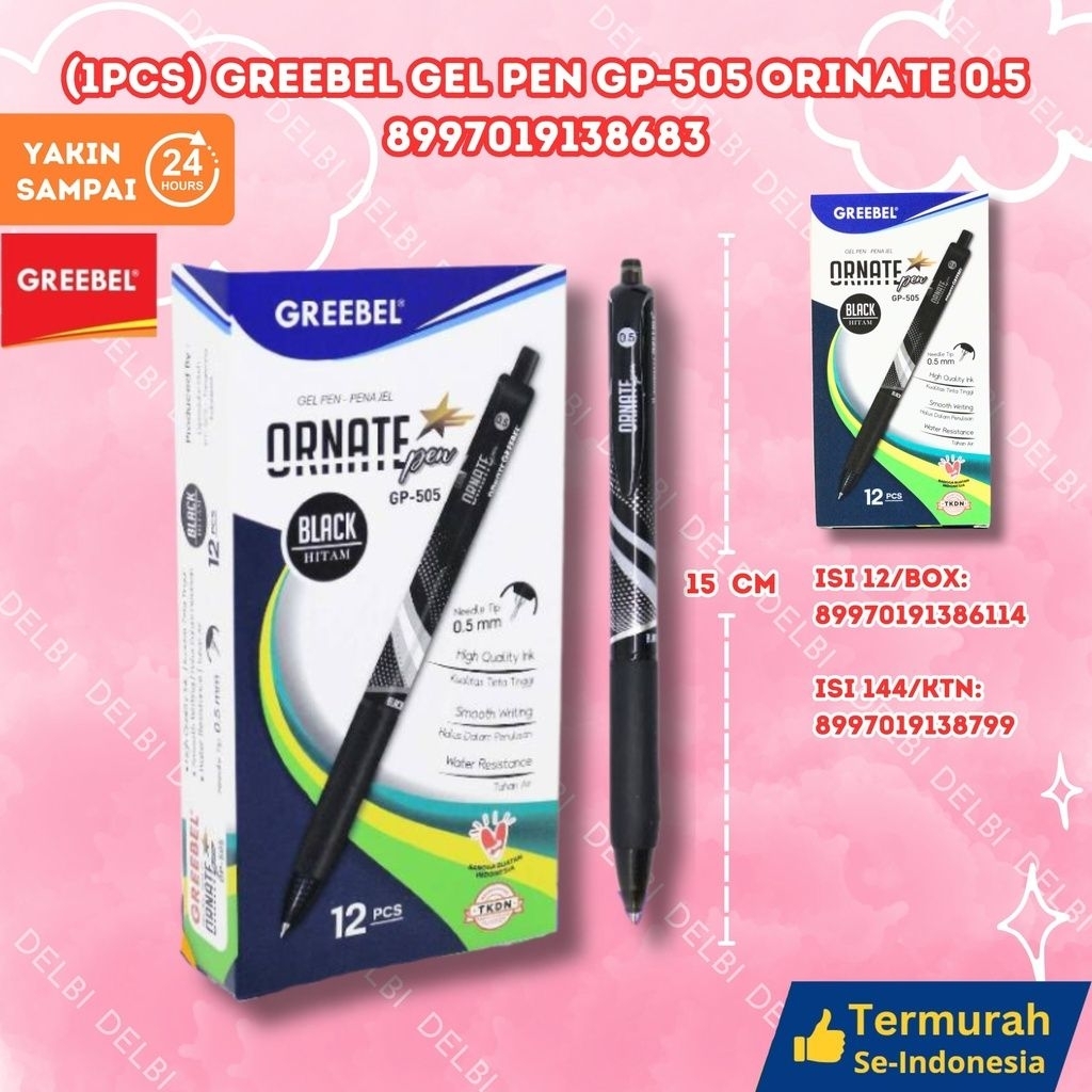 

(1PCS) GREEBEL GEL PEN GP-505 ORINATE 0.5 BX144 BX12