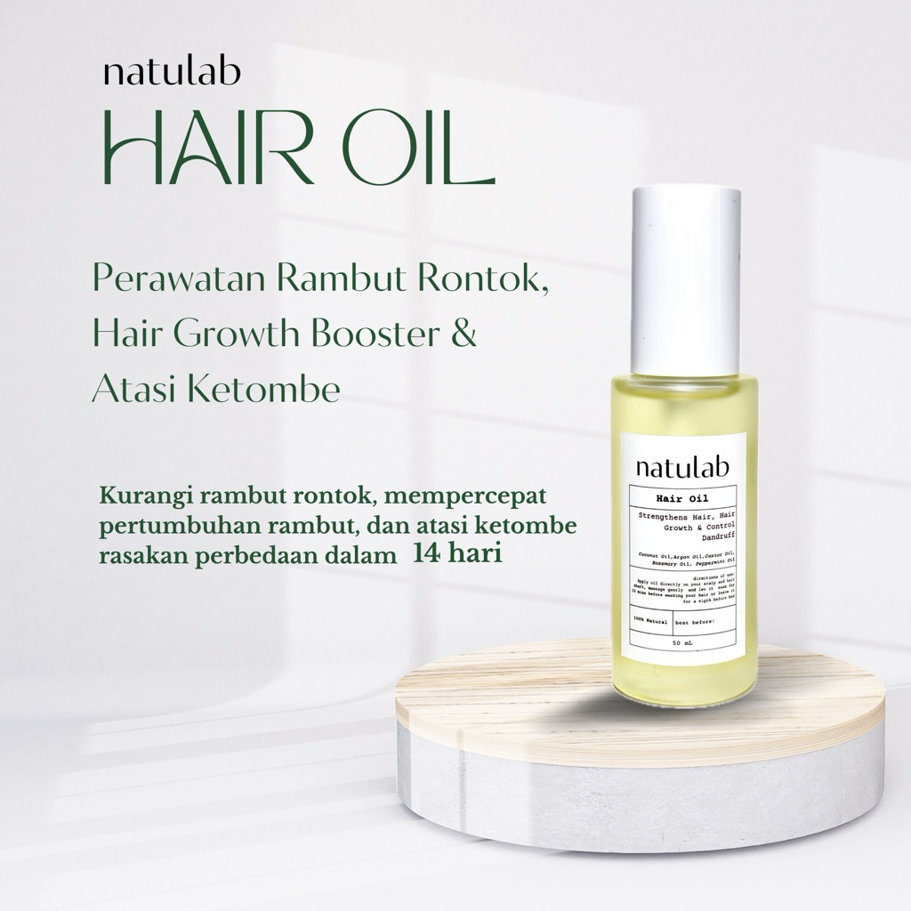 Penumbuh Rambut Anti Ketombe | Rambut Tebal dalam 2 minggu | Hair Oil Castor Rosemary Peppermint Oil