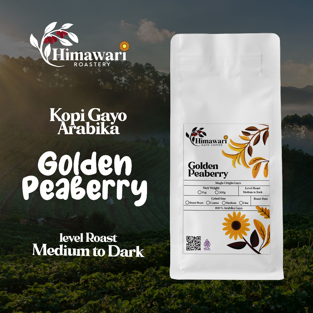 

Himawari Kopi Arabika Gayo Golden Peaberry Bubuk Kopi dan Biji Kopi