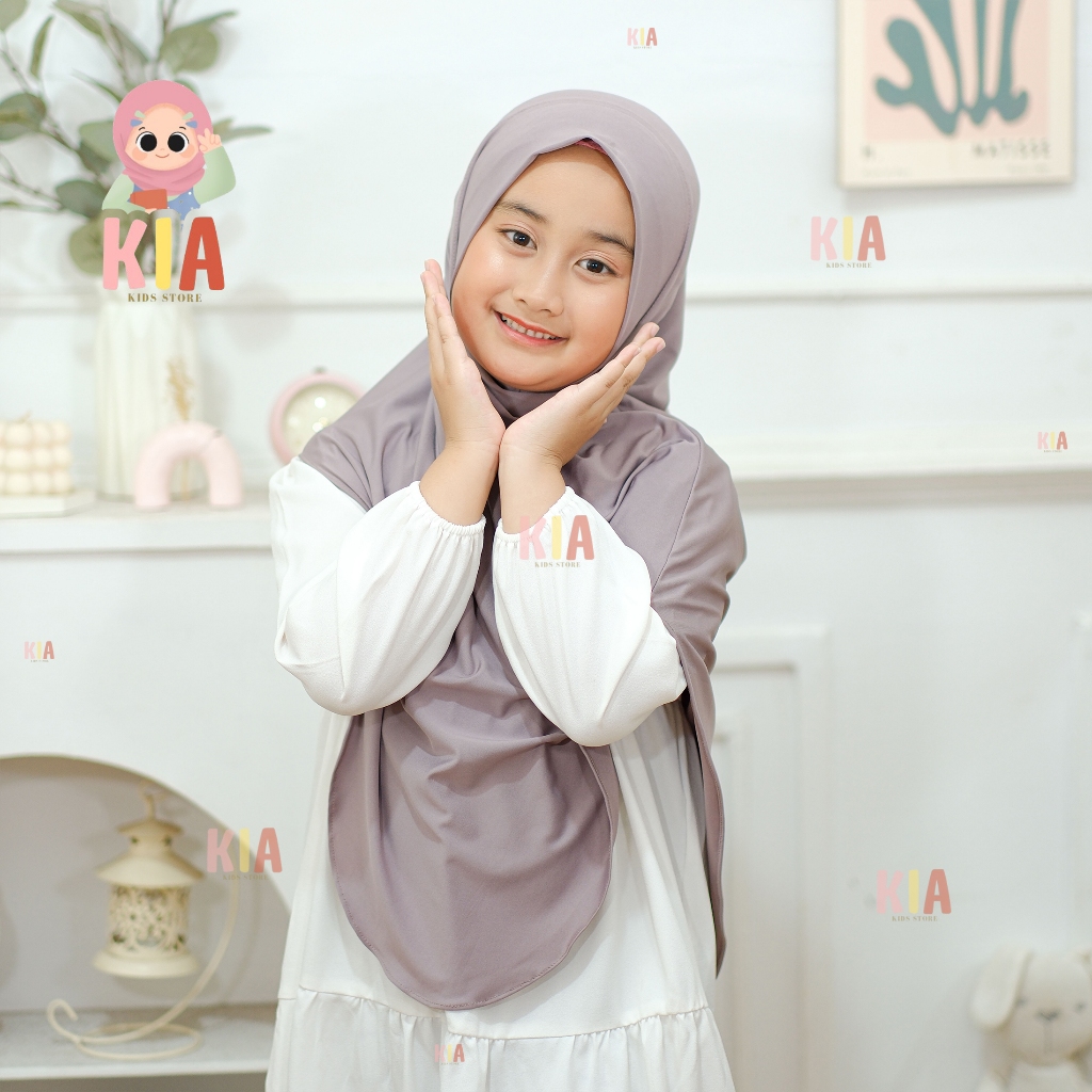Hijab Instan Jiisoo Anak Sekolah I Kerudung Instan Shireen Anak I Jilbab Anak Oval Putar syar'i Jers