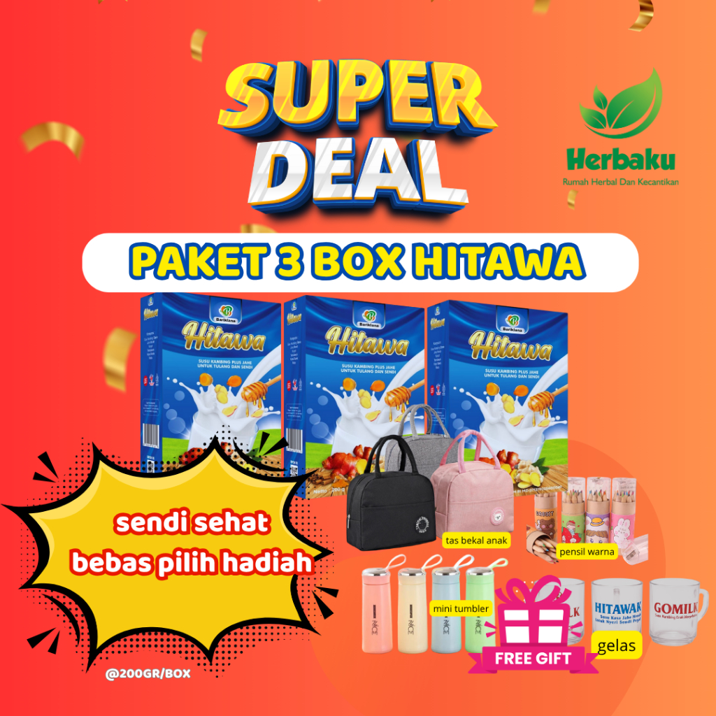

3 BOX HITAWA SUSU ETAWA PREMIUM ATASI NYERI SENDI ASAM URAT KOLESTEROL