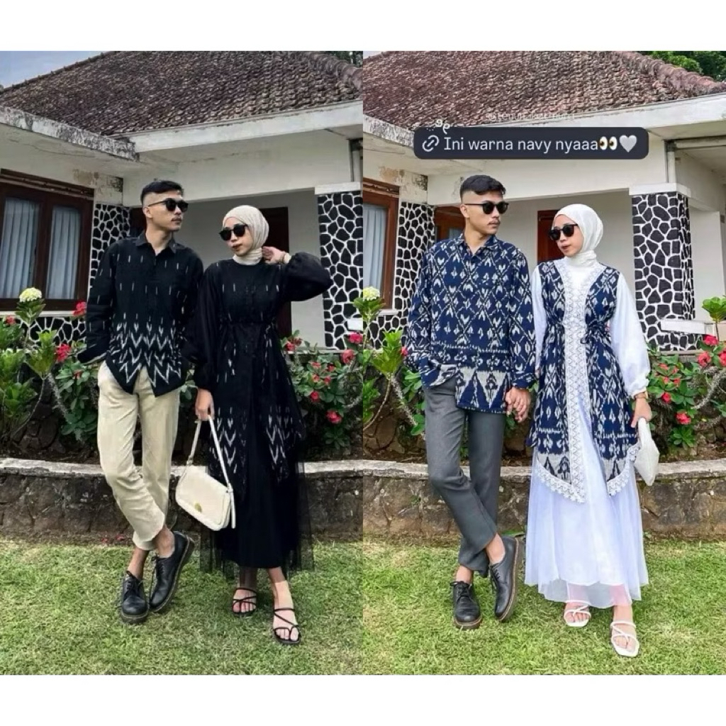 oufit tenun Manda set rok tutu dan kemeja tenun(ready coupel pasangan)