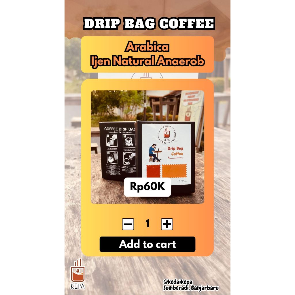 

Arabica Ijen Natural Anaerob Drip Bag Coffee 1 box is 5 pcs