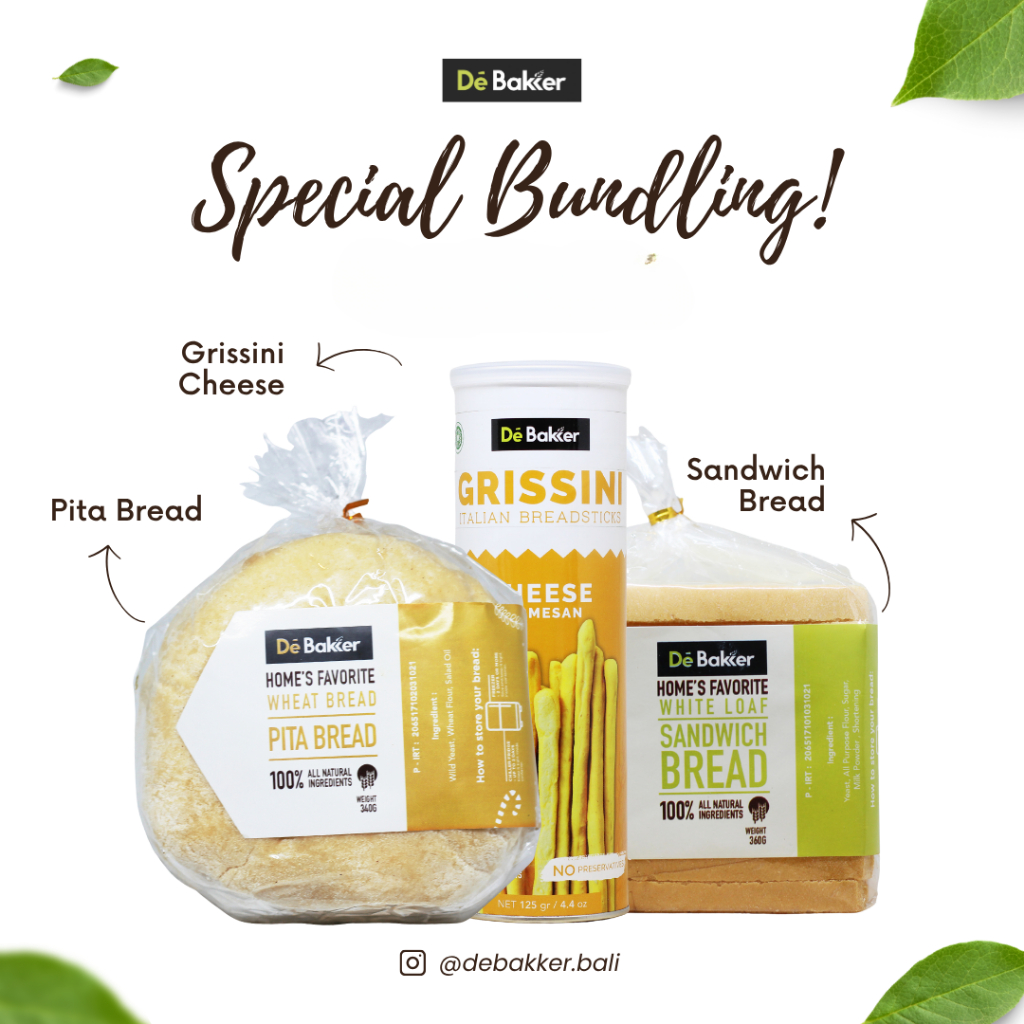 

Debakker Bundling Hemat - Pita Bread - White Sandwich - Grissini Cheese Parmesan