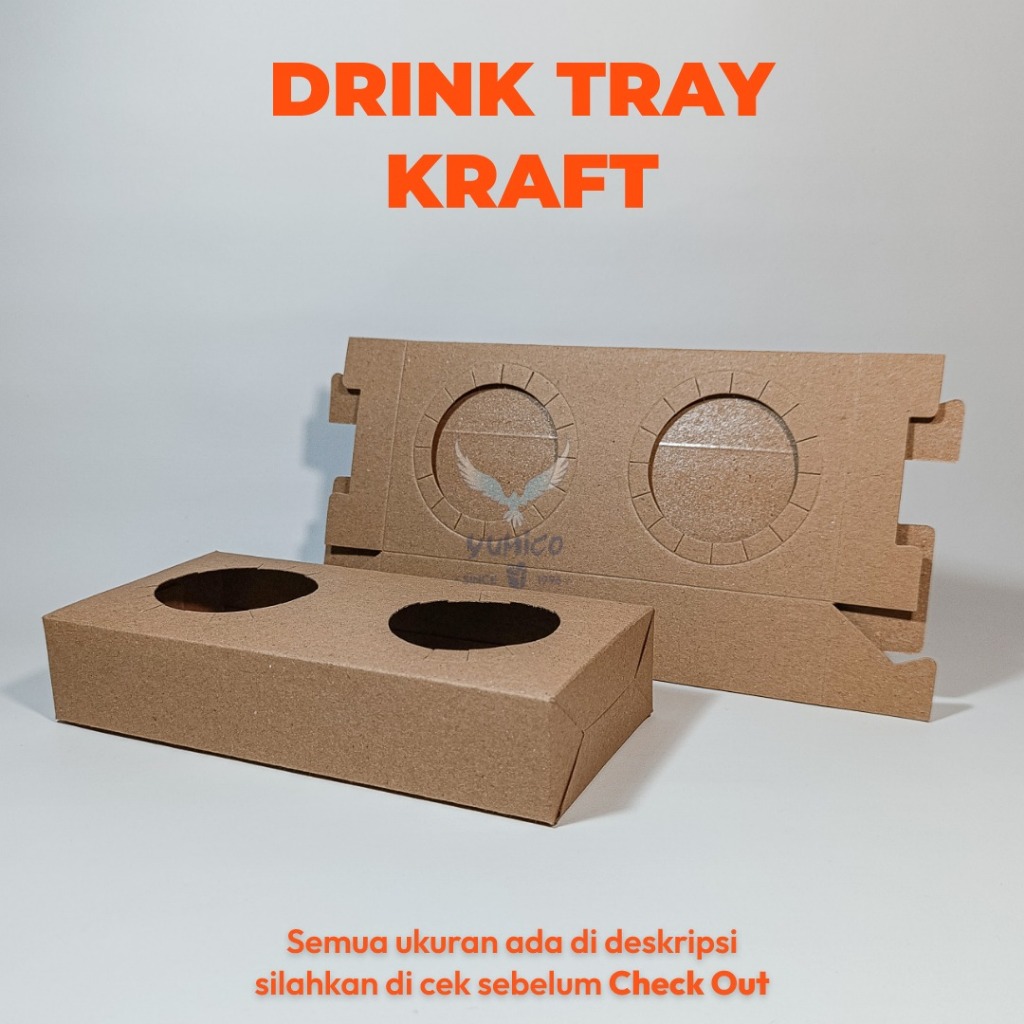 

Drink Tray Kraft || Tray Paper || Paper Tray 2 Lubang Cup Isian 100pcs
