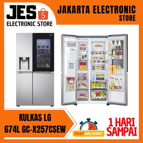 LG GC-X257CSEW KULKAS SIDE BY SIDE 674L INSTAVIEW DOOR-IN-DOOR THINQ