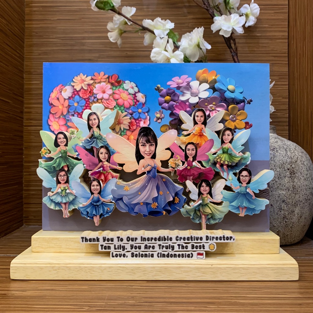 Karikatur Kayu Custom Sesuai Request (Kado Ultah, Anniversary, Perspisahan dll) Hadiah Kenangan