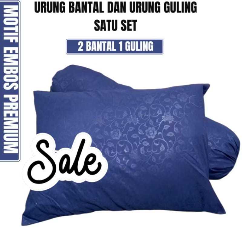 Promo Urung bantal dan guling motif emboss Set 2 urung bantal 1 guling